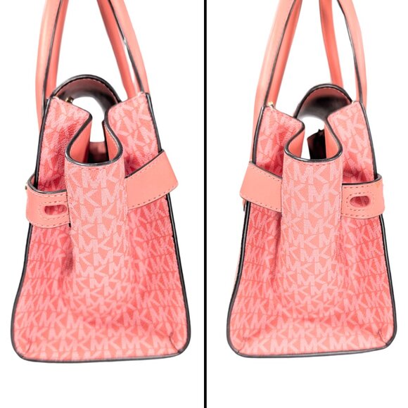 Michael Kors Carmen Sherbet Signature PVC Leather 2 Way Satchel Crossbody Purse - Picture 3 of 9